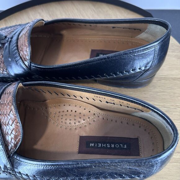 Florsheim Woven Black Brown Square Toe Dress Shoe 13D 18212-16 Tassles main image 6